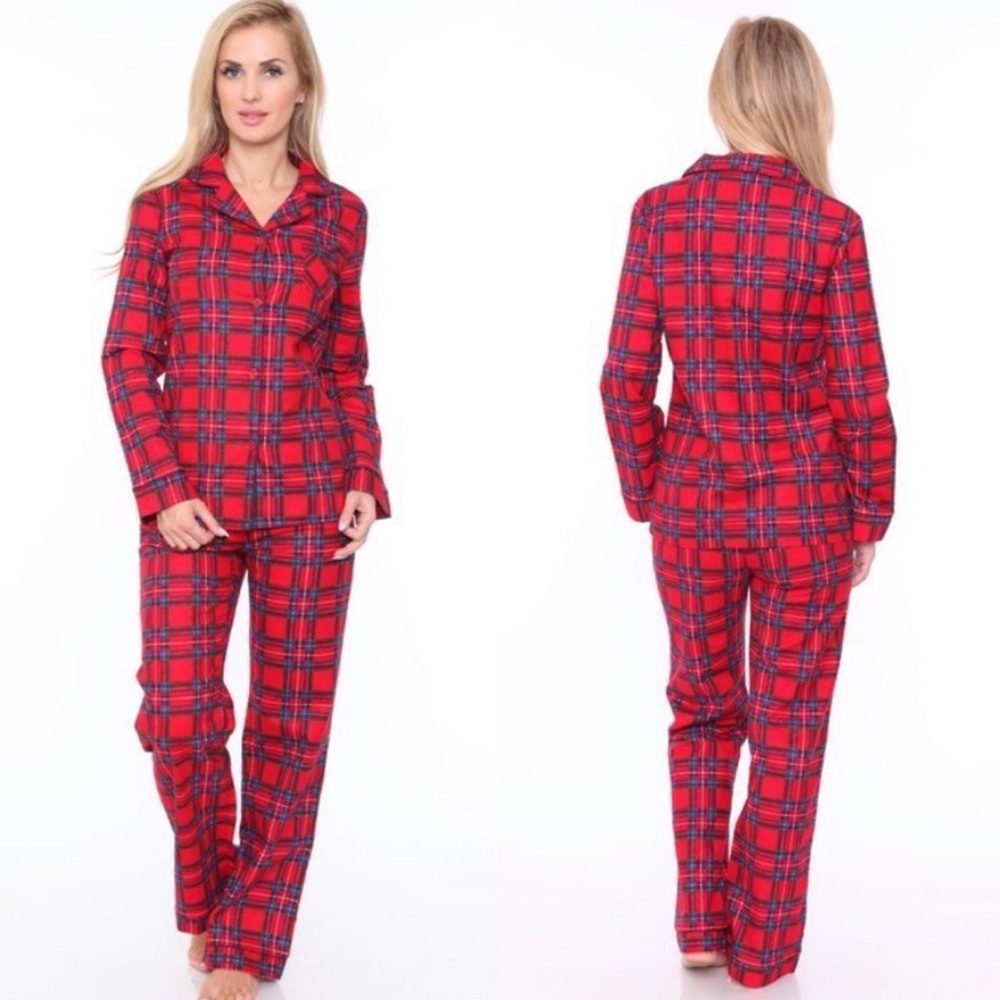 Cozy Red plaid flannel pj set